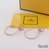 F is Fendi Circular Earrings In Crystals Metal Rose Gold