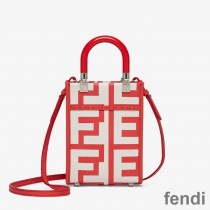 Fendi Mini Sunshine Shopper Bag In Fendi Roma Capsule Leather Red/White