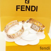 Fendi Small Forever Hoop Earrings In Metal Rose Gold