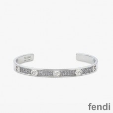 F Is Fendi Bangle Bracelet In Metal with Crystals Palladium