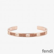 F Is Fendi Bangle Bracelet In Metal with Crystals Rose Gold
