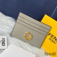 F is Fendi Card Holder In Calf Leather Grey