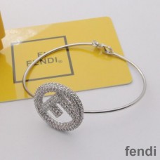 F is Fendi Clip Bracelet In Crystal Metal Palladium