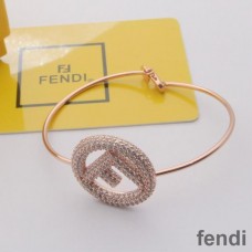 F is Fendi Clip Bracelet In Crystal Metal Rose Gold