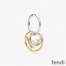 F is Fendi Pendant Earrings In Metal Gold/Palladium