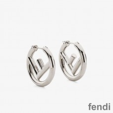 F is Fendi Small Hoop Earrings In Metal Palladium
