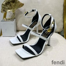 Fendi 110 Sandals with Fendace Embellished Women Patent Leather White