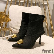 Fendi Ankle Boots Women Fendace FF Fabric Black