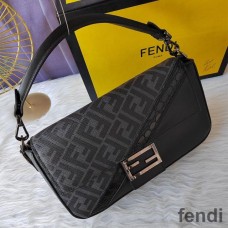 Fendi Baguette Bag In FF Motif Fabric Black