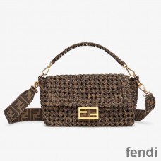 Fendi Baguette Bag In Fabric Interlace Coffee
