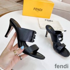 Fendi Baguette Heeled Slides Women Leather Black