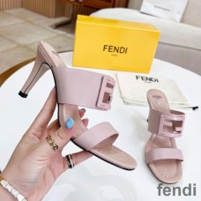 Fendi Baguette Heeled Slides Women Leather Pink