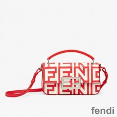 Fendi Baguette Phone Pouch In Fendi Roma Capsule Leather Red/White