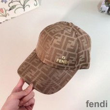 Fendi Baseball Cap In FF Motif Cotton with FF Fendi Hardware Apricot