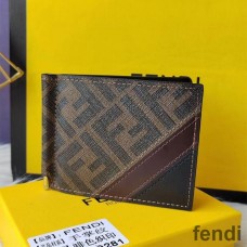 Fendi Bill Clip In FF Motif Fabric Brown/Coffee