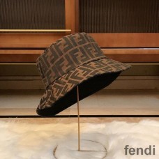 Fendi Bucket Hat In FF Motif Cotton Black
