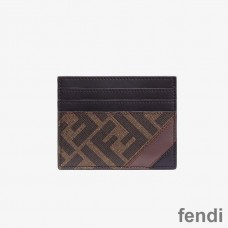 Fendi Card Holder In FF Motif Fabric Brown/Coffee