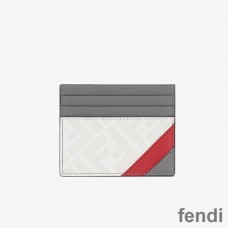Fendi Card Holder In FF Motif Fabric White/Red