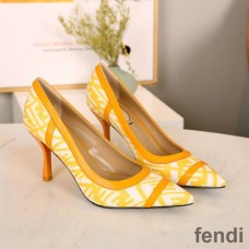 Fendi Colibri Pumps Women FF Vertigo Motif Glazed Canvas Yellow