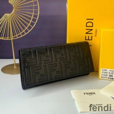 Fendi Continental Wallet In FF Motif Nappa Leather Black