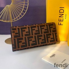 Fendi Continental Wallet In FF Motif Nappa Leather Brown