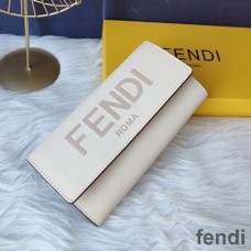 Fendi Continental Wallet In ROMA Logo Calf Leather White