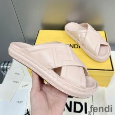 Fendi Crossover Slides Women FF Motif Leather Pink