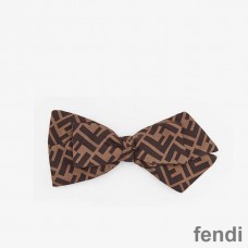 Fendi FF Bow Hair Clip In Silk Brown