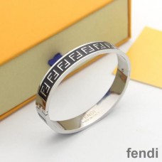 Fendi FF Ragid Bracelet In Enameled Metal Black/Palladium