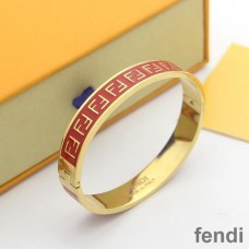 Fendi FF Ragid Bracelet In Enameled Metal Red/Gold