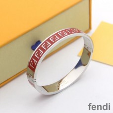 Fendi FF Ragid Bracelet In Enameled Metal Red/Palladium
