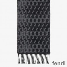 Fendi FF Rectangular Scarf Man In Wool Black
