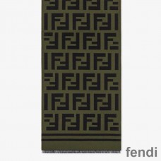 Fendi FF Scarf In Wool and Silk Green