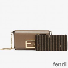 Fendi FF Wallet On Chain With Pouches In Calf Leather Grey