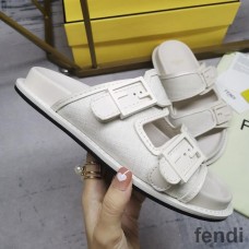 Fendi Feel Slides Unisex FF Motif Fabric White