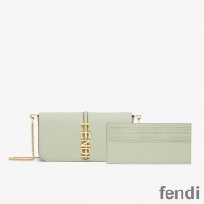 Fendi Fendigraphy Wallet with Chain In Calf Leather Green