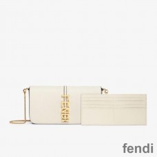 Fendi Fendigraphy Wallet with Chain In Calf Leather White