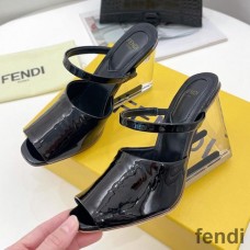 Fendi First Sandals Women Patent Leather Black