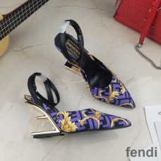 Fendi First Slingback Pumps Women Fendace Baroque Fabric Purple