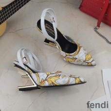 Fendi First Slingback Pumps Women Fendace Baroque Fabric White