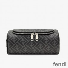Fendi Make-up Bag with Handle In FF Motif Fabric Black