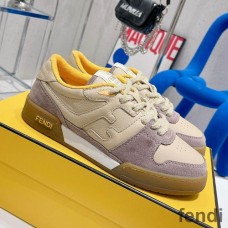 Fendi Match Compact Sneakers Unisex Suede Beige