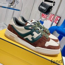 Fendi Match Compact Sneakers Unisex Suede Green