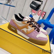 Fendi Match Compact Sneakers Unisex Suede Pink