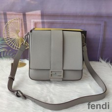 Fendi Medium Baguette Messenger In Cuoio Romano Leather Grey