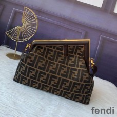 Fendi Medium First Bag In FF Motif Fabric Brown