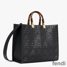 Fendi Medium Sunshine Shopper Bag In FF Motif Nappa Leather Black
