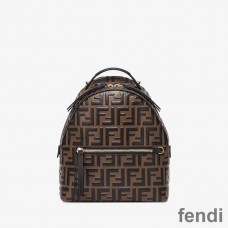Fendi Mini Backpack In FF Motif Nappa Leather Brown