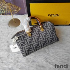 Fendi Mini By The Way Boston Bag In FF Tapestry Fabric Grey
