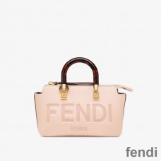 Fendi Mini By The Way Boston Bag In ROMA Logo Calf Leather Cherry